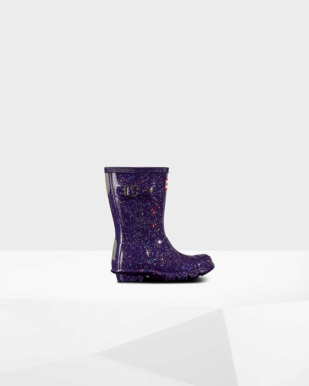 Botas De Agua Niños - Hunter Original Little Giant Glitter Moradas - MWSNFE-182 - Moradas